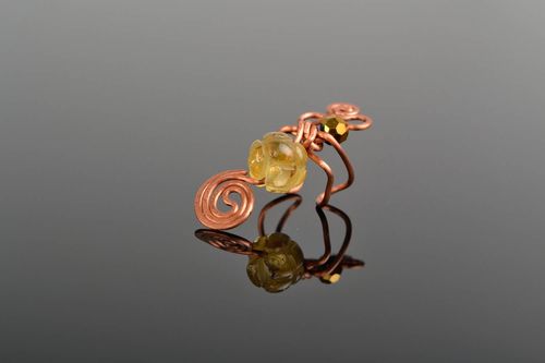 Cuff de fios de cobre e topázio, wire wrap - MADEheart.com