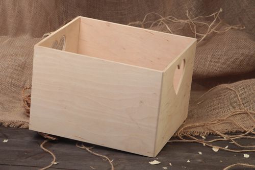 Handmade plywood craft blank middle sized box with heart shaped openings - MADEheart.com