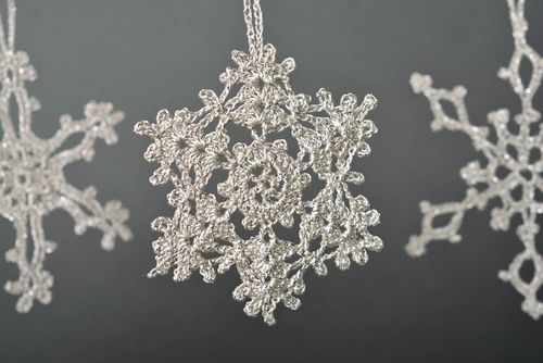 Handmade toy unusual toy for Christmas unusual crochet snowflake New Year decor - MADEheart.com