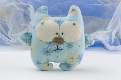 Kinder Kuscheltier Baby Kissen Spielzeug Katze in Blau  - MADEheart.com
