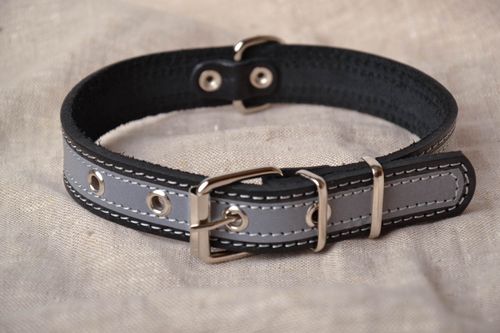 Reflective leather collar - MADEheart.com