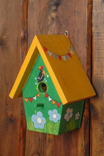 Bright painted wooden nest box - MADEheart.com