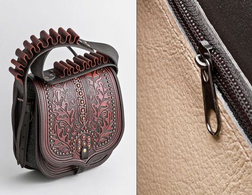 Borsa di pelle con ornamento fatta a mano borsetta giberna accessori uomo - MADEheart.com