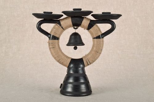 Candelero de cerámica con campanilla - MADEheart.com