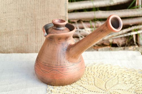 Keramik Kaffeekanne handgemachte Keramik getöpfertes Geschirr braun Ton Geschirr - MADEheart.com