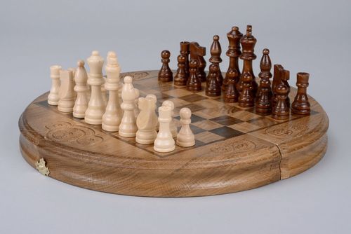 Jeu de dames et échecs en bois fait main - MADEheart.com