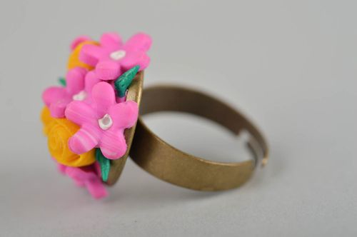Bague fleurs Bijou fait main en pâte polymère et métal Cadeau pour femme - MADEheart.com