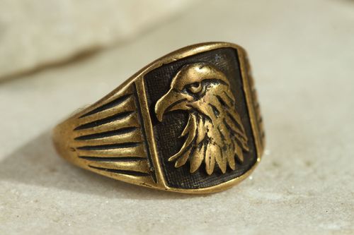 Homemade bronze seal ring Eagle - MADEheart.com