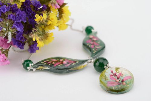 Collana con fiori secchi lunga fatta a mano girocollo donna bigiotteria bella - MADEheart.com