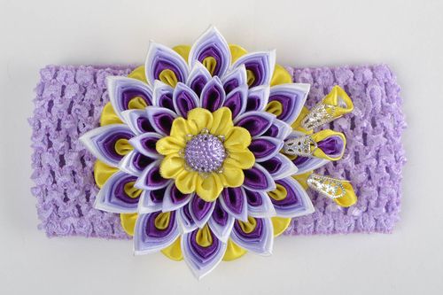 Beautiful handmade designer childrens kanzashi flower headband for girl - MADEheart.com