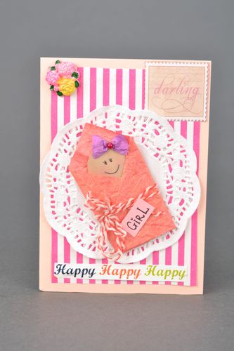 Handmade greeting card for birth of daughter - MADEheart.com