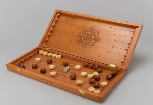 Backgammon di legno fatto a mano Giochi da tavolo Backgammon intagliato   - MADEheart.com