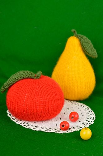 Handmade beautiful bright toys unusual crocheted set of toys 2 soft fruits - MADEheart.com