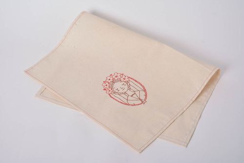 Тканевое полотенце из полульна ручной работы с ручной вышивкой оригинальное - MADEheart.com