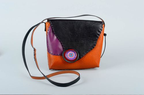 Borsa in pelle fatta a mano borsetta insolita accessori originali da donna   - MADEheart.com