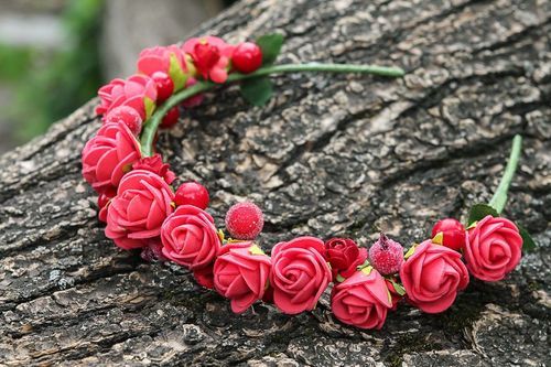 Couronne de fleurs Roses corail - MADEheart.com