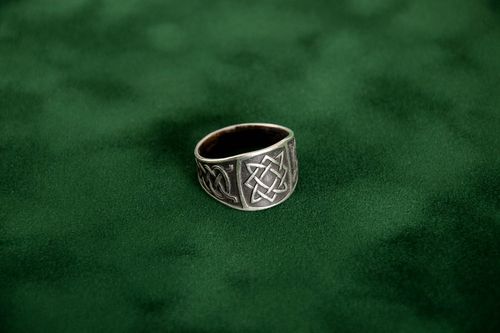 Украшение ручной работы серебряный перстень подарок для мужчины скифский узор - MADEheart.com
