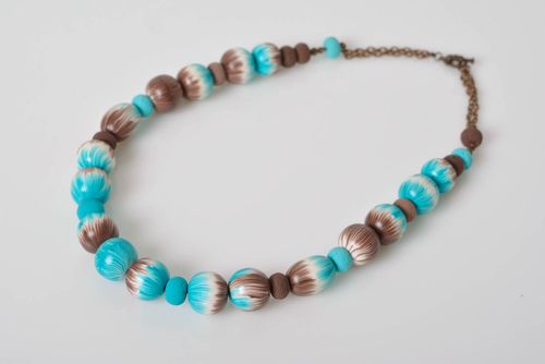 Beautiful handmade womens stylish polymer clay bead necklace - MADEheart.com