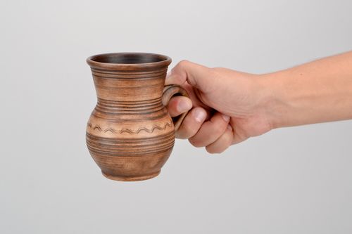 XXL 30 oz ceramic clay cup in the shape of a pitcher with a handle - MADEheart.com