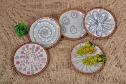 Handmade ceramic plates clay dishes painted plates 5 painted plates clay plate   - MADEheart.com