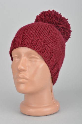 Вязаная шапка зимняя шапка ручной работы вязаная шапочка для девочки с помпоном - MADEheart.com
