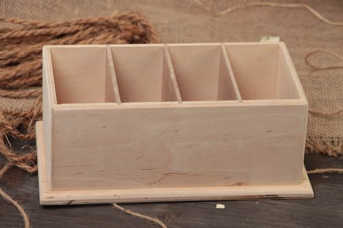 Holz Rohling zum Bemalen Box mit 4 Abteilungen rechteckig handgemacht  - MADEheart.com