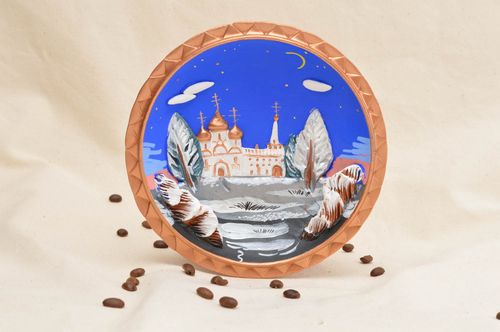 Plato de barro pintado hecho a mano decoración de interior regalo perfecto - MADEheart.com