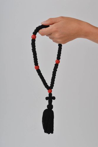 Schwarze Gebetskette Christen handmade Accessoire für Männer religiöses Geschenk - MADEheart.com
