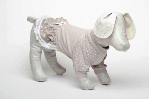 Robe grise à pois pour chien faite main - MADEheart.com