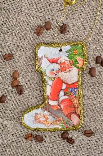 Adorno de Navidad artesanal decoración navideña colgante decorativo Papá Noel - MADEheart.com
