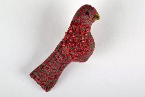 Broche originale en tissu faite main Rouge-gorge - MADEheart.com