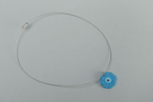 Handmade plastic pendant Cornflower - MADEheart.com
