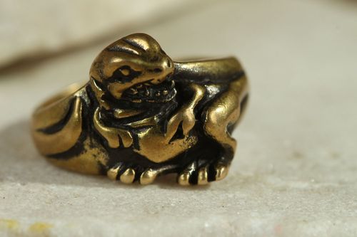 Unusual bronze seal ring Dinosaur - MADEheart.com