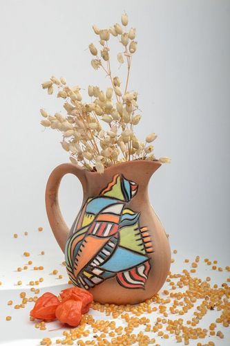 Cruche peinte en céramique faite main - MADEheart.com