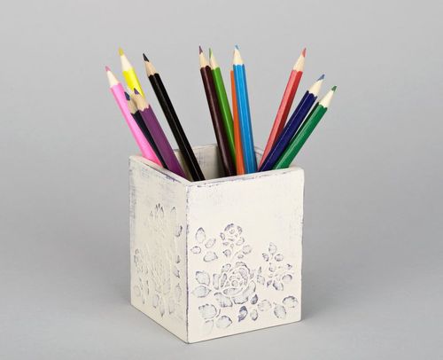 Supporto della matita e penna fatto a mano di argilla Portaoggetti da tavolo  - MADEheart.com