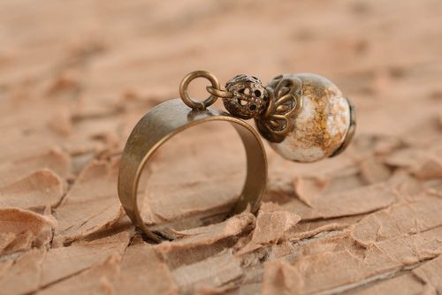 Кольцо ручной работы металлическое украшение женское кольцо с подвеской - MADEheart.com
