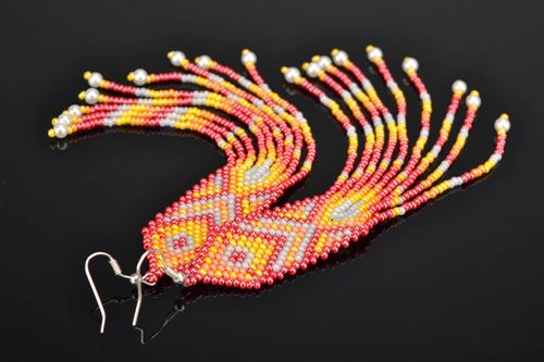 Longues boucles doreilles en perles de rocaille de style ethnique - MADEheart.com