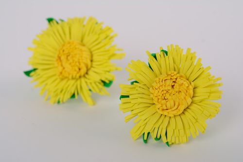 Set of handmade foamiran hair ties with yellow flowers 2 pieces - MADEheart.com