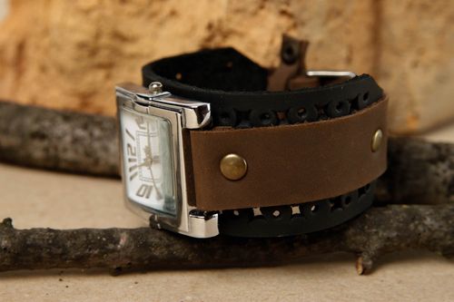 Pulsera para reloj hecha a mano de cuero accesorio de moda regalo para hombre - MADEheart.com