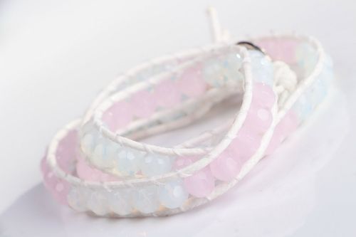 Bracelet de quartz rose et pierre de lune  - MADEheart.com