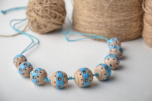 Clay bead necklace with cord - MADEheart.com