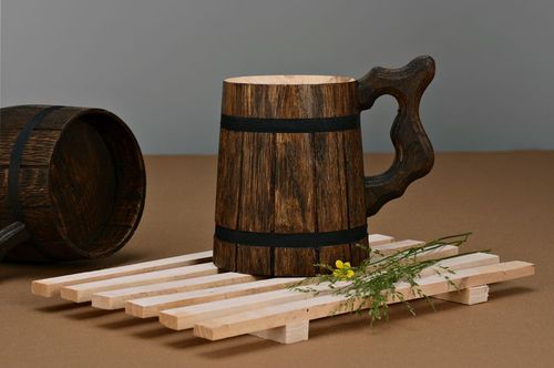 Tazza di legno decorativa fatta a mano calice di legno bicchiere da birra - MADEheart.com