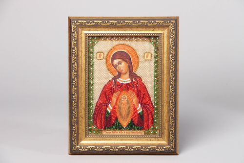 Icono religioso bordado con abalorios - MADEheart.com
