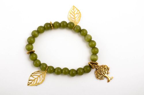 Bracelet perles fait main Bijoux fantaisie vert Accessoire pour femme original - MADEheart.com