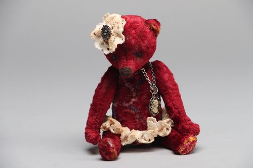 Vintage toy bear in skirt - MADEheart.com