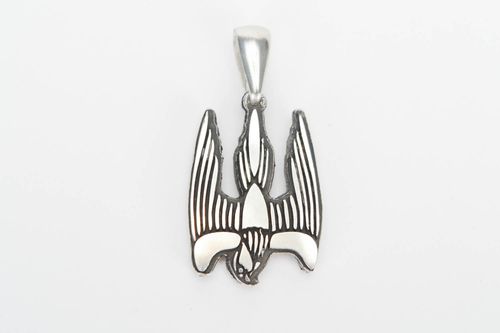 Beautiful handmade blank for pendant creation in the form of metal bird  - MADEheart.com