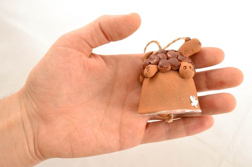 Molded ceramic bell in the shape of turtle - MADEheart.com