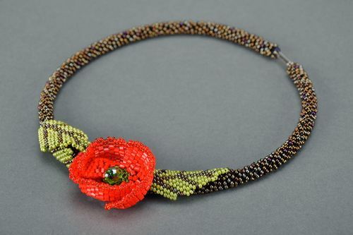 Beaded necklace Poppy seed - MADEheart.com