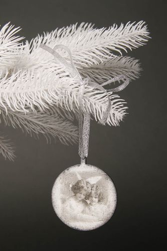 Décoration du sapin de Noël faite main grise ronde Décoration Nouvel An - MADEheart.com
