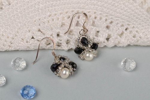 Handmade women earrings with charms pearl earrings evening earrings for girls - MADEheart.com